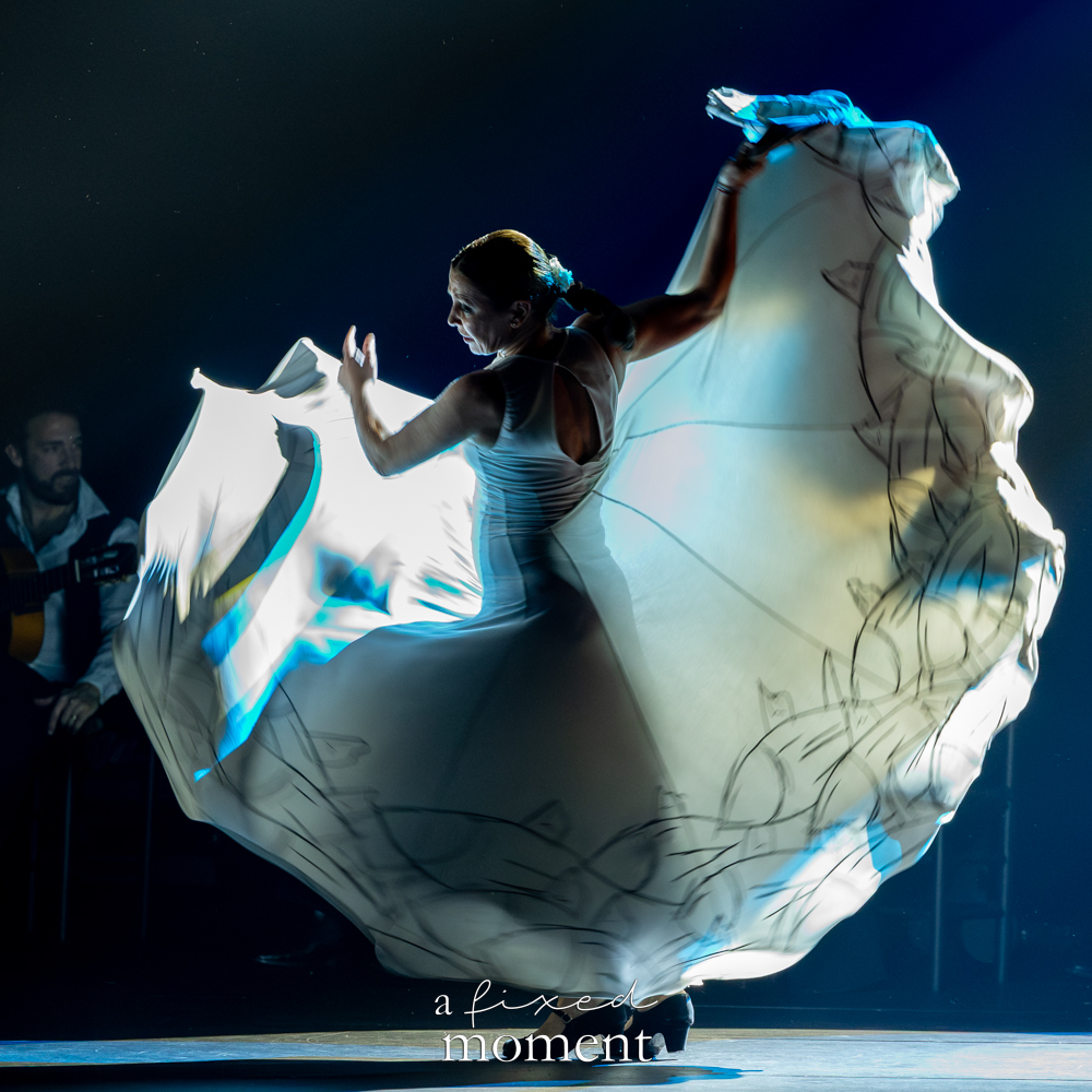 Flamenco dancer skirt arc backlight detail