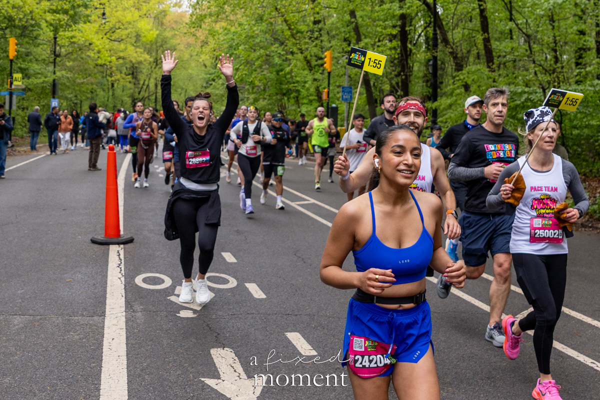 Pace team runners cheer