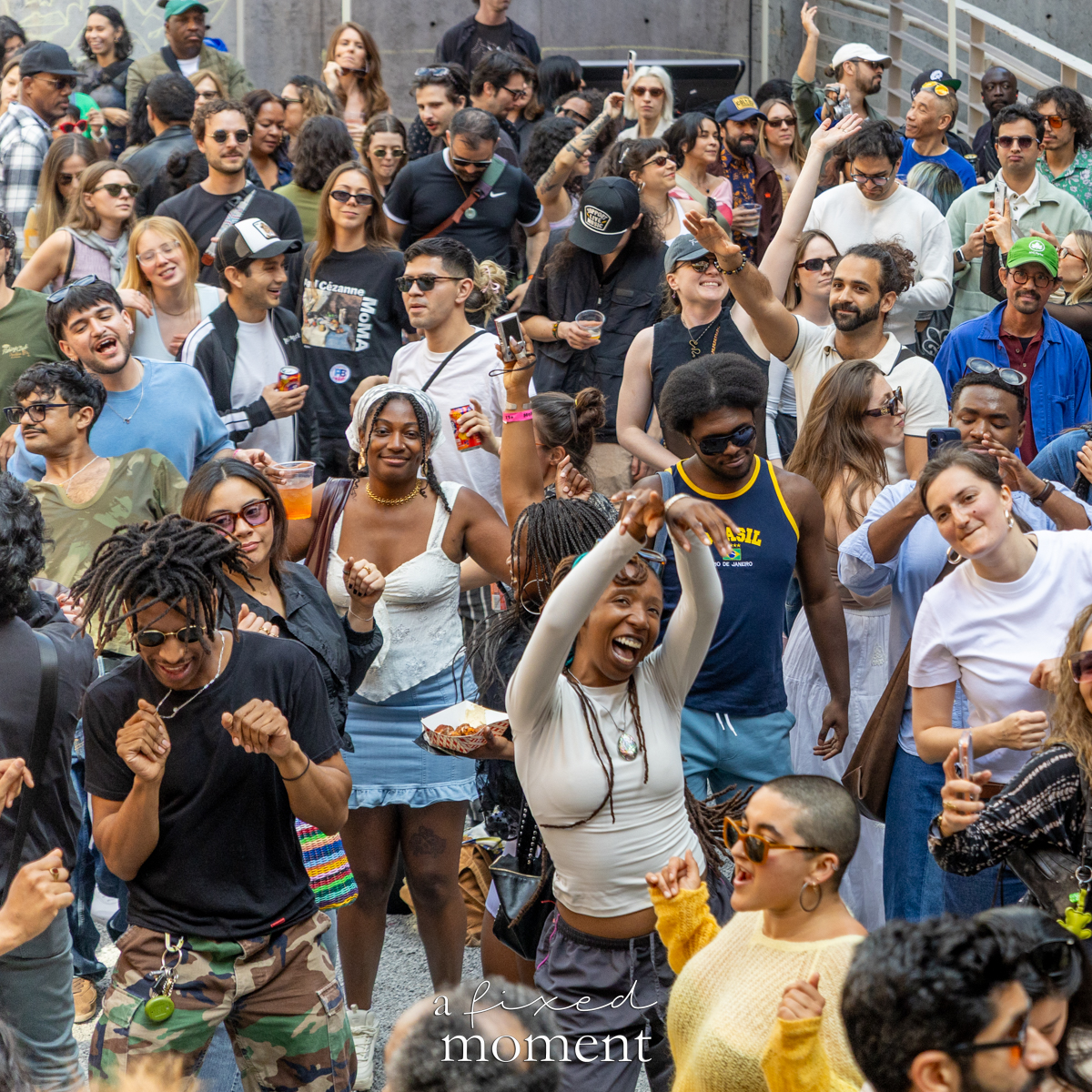 Dancing crowd in the courtyard