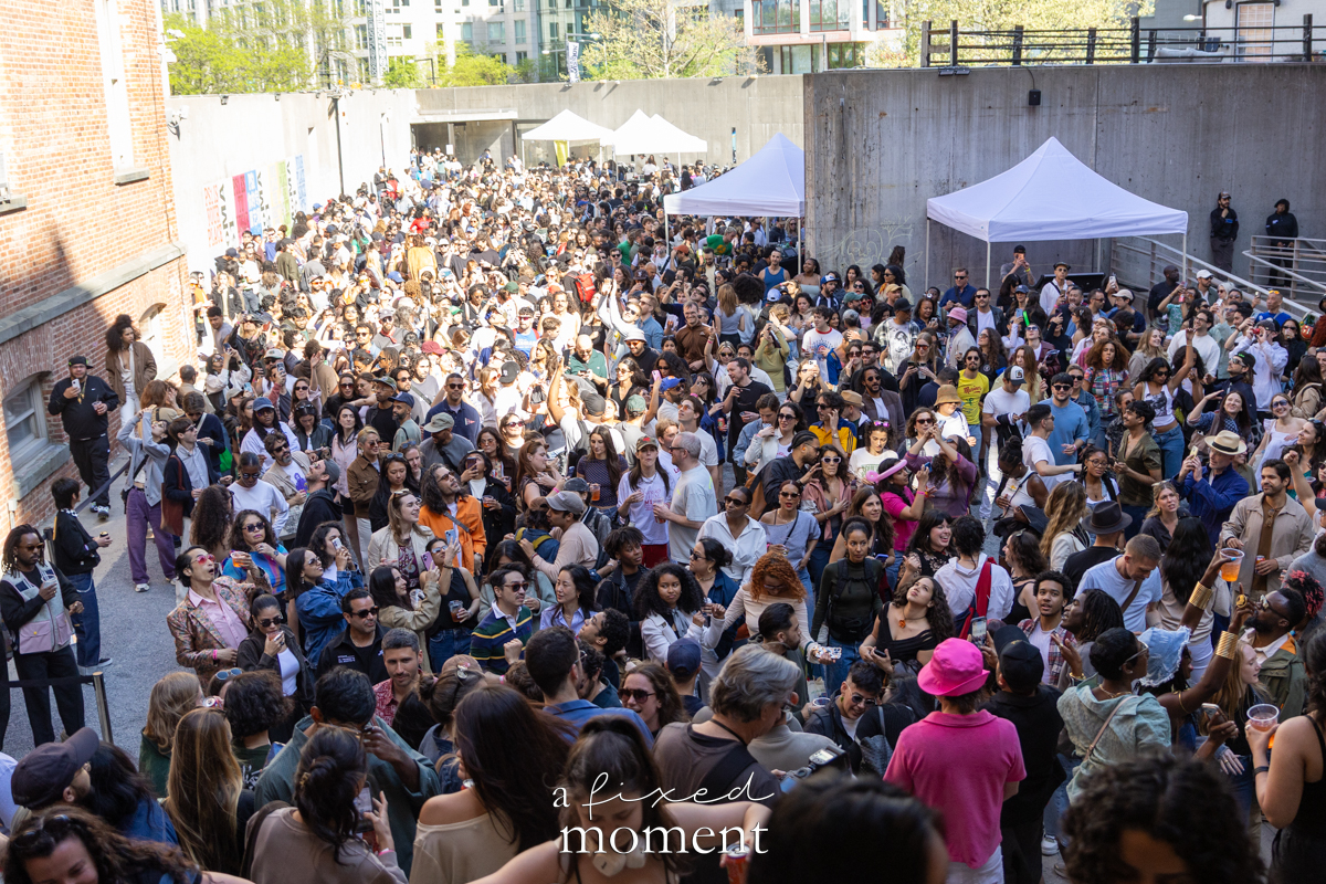 Full courtyard crowd overhead