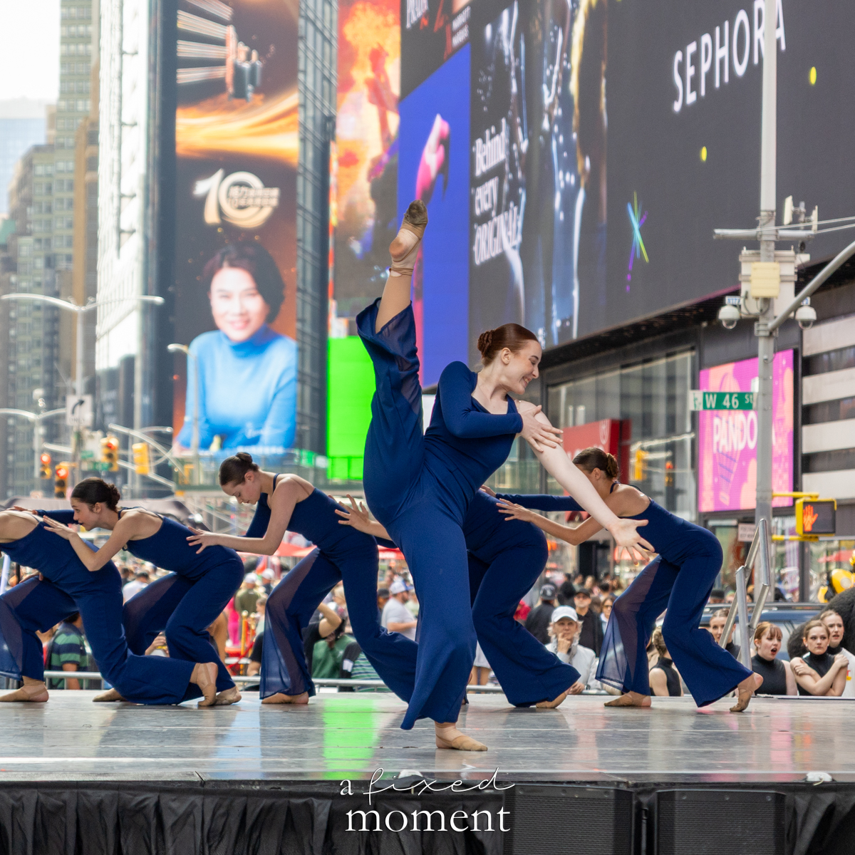 Project Dance blue costume high kick