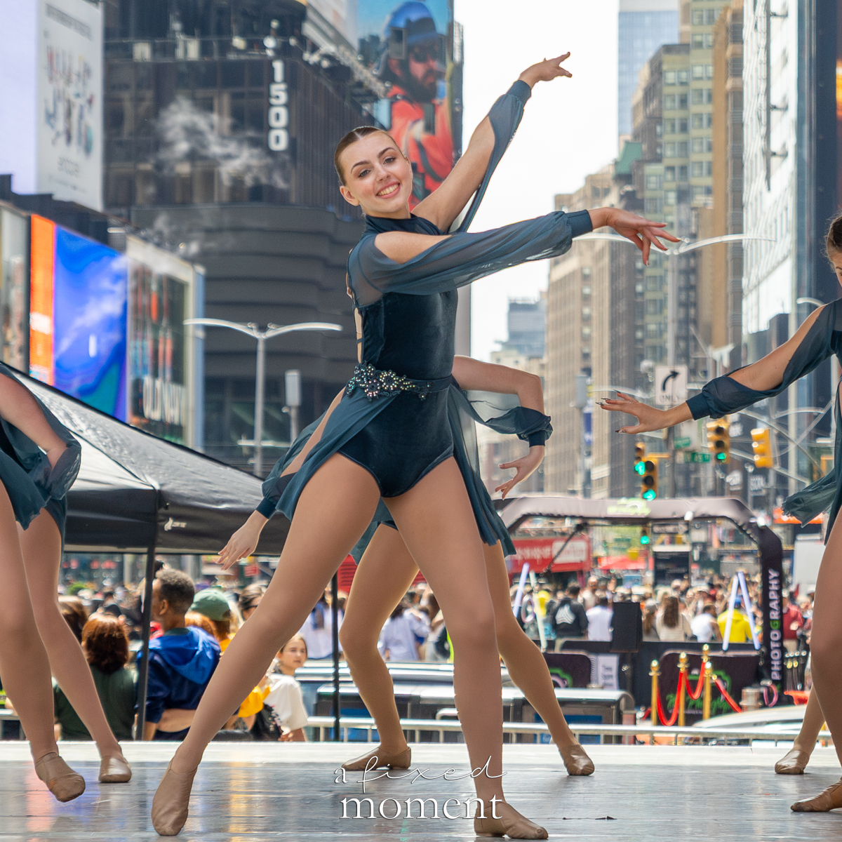 Project Dance dancer in green costume smiling