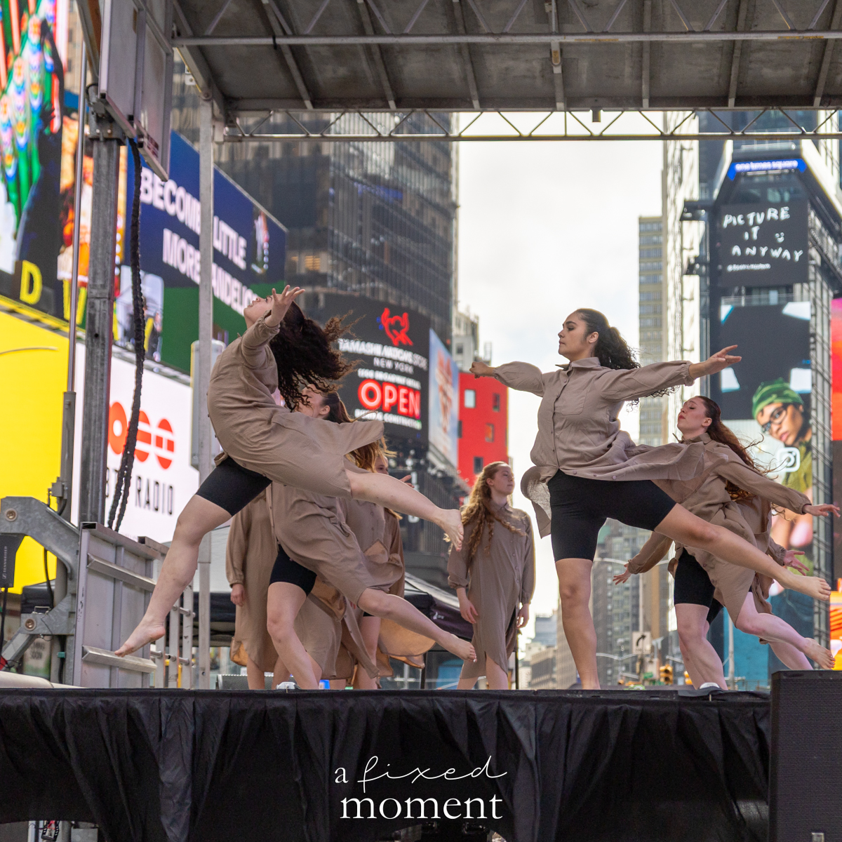 Project Dance neutral costume group leap