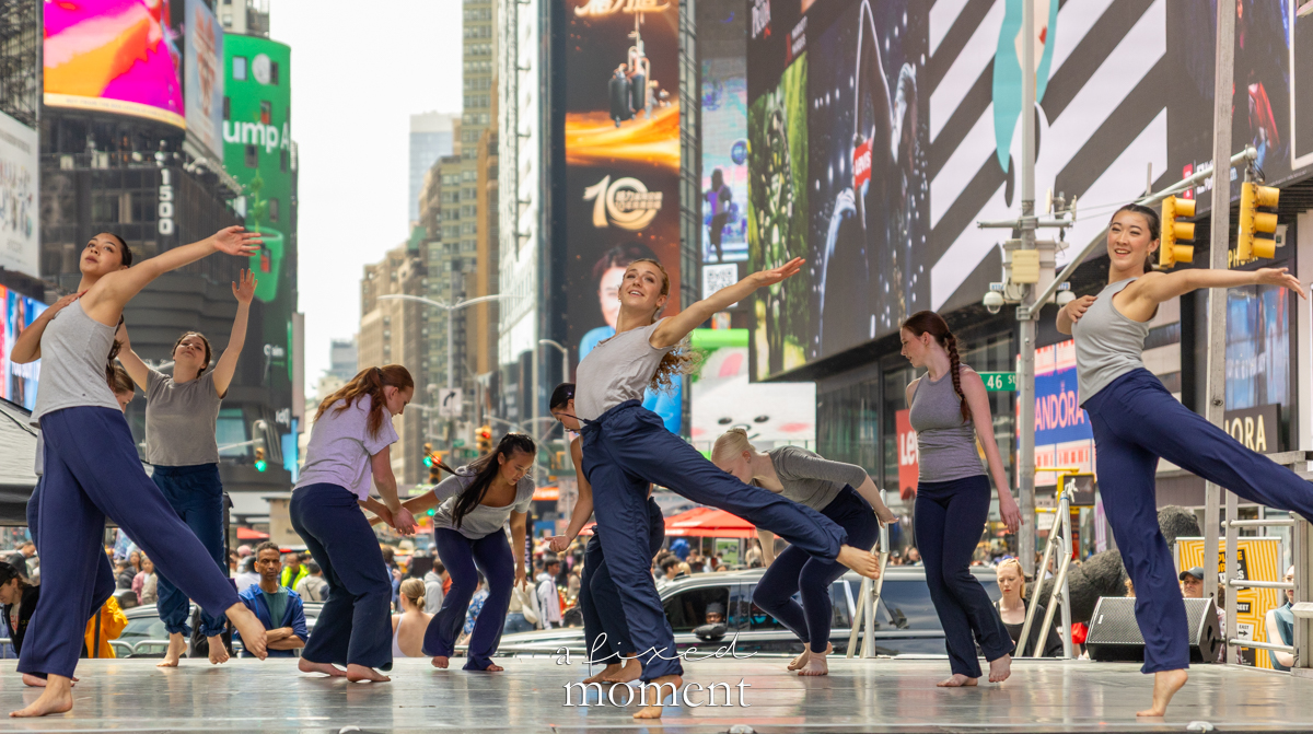 Project Dance performers on the outdoor stage in Times Square