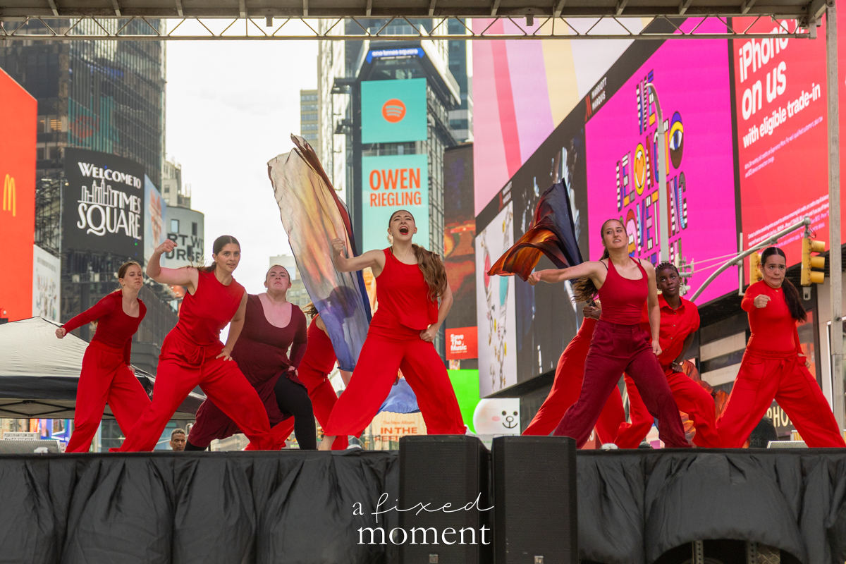Project Dance red group with flags