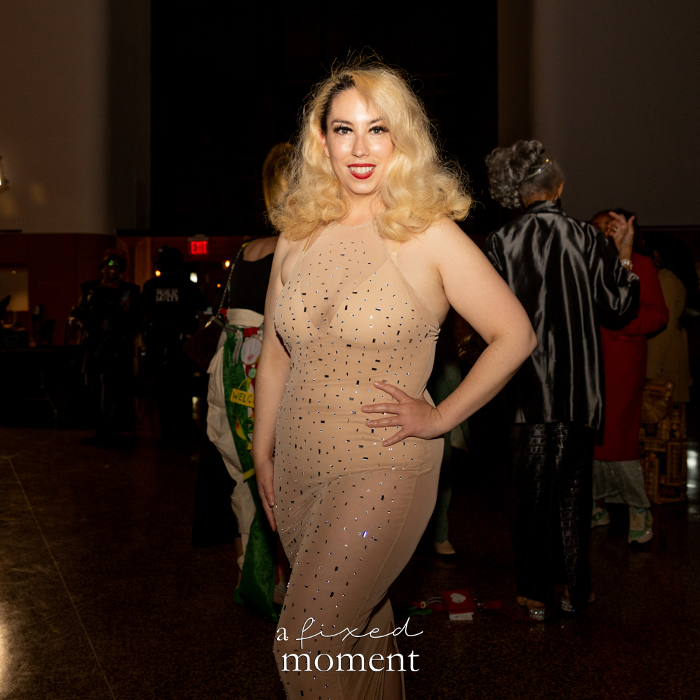 @heyimkristy13 in a sparkling dress portrait at Brooklyn's 2026 People's Ball