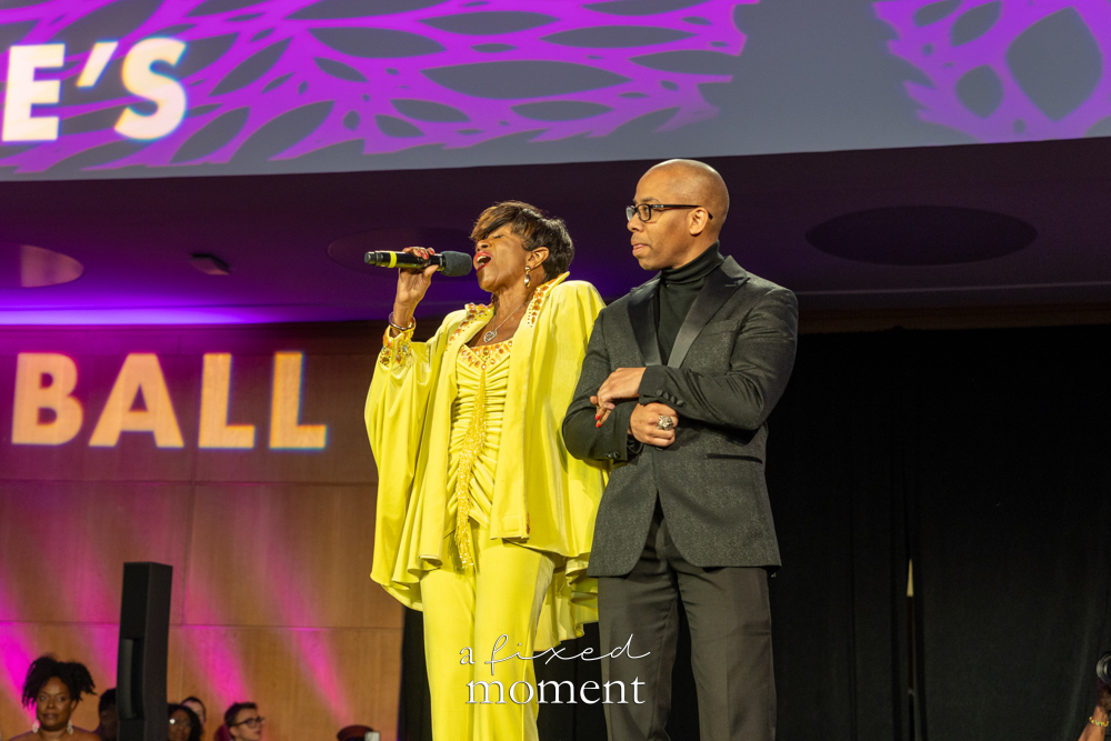 Melba Moore appears onstage in a bright yellow look during Brooklyn's 2026 People's Ball