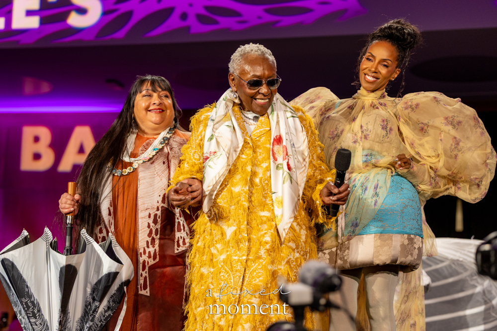 Patricia Michaels, Bethann Hardison and June Ambrose appear together onstage as honorees at Brooklyn's 2026 People's Ball
