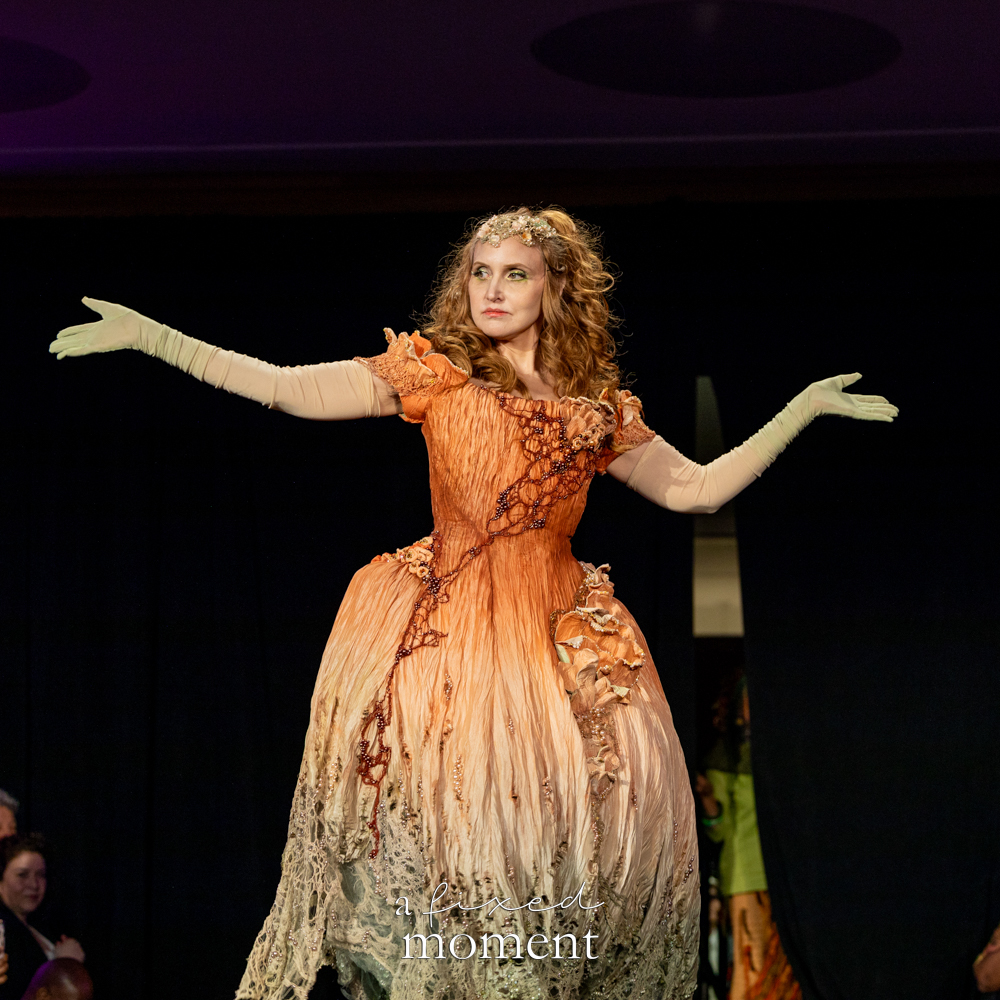 @saynotoscrunchies walks the runway in a botanical mushroom-inspired gown at Brooklyn's 2026 People's Ball