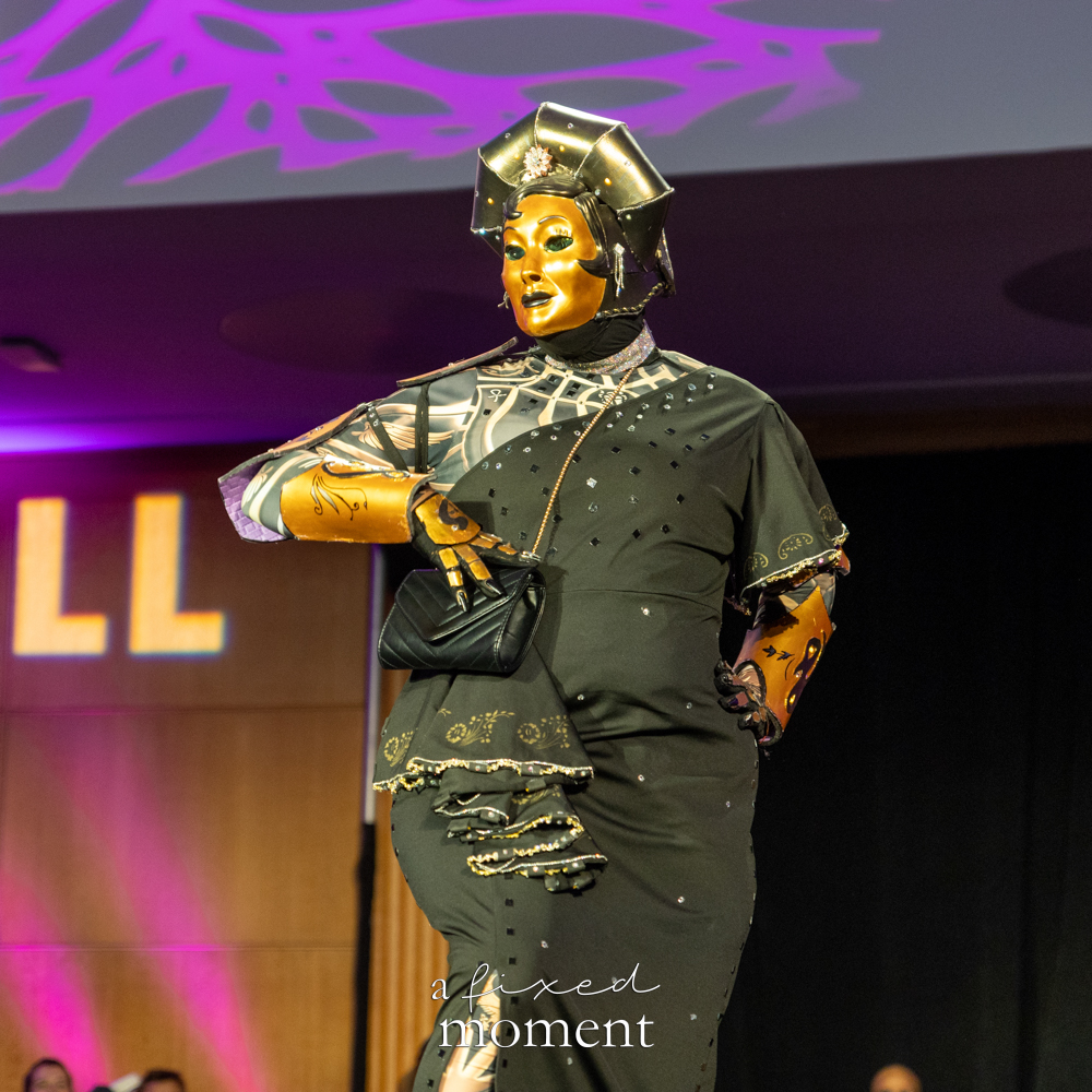 @toddrodd489 in a gold mask runway look at Brooklyn's 2026 People's Ball