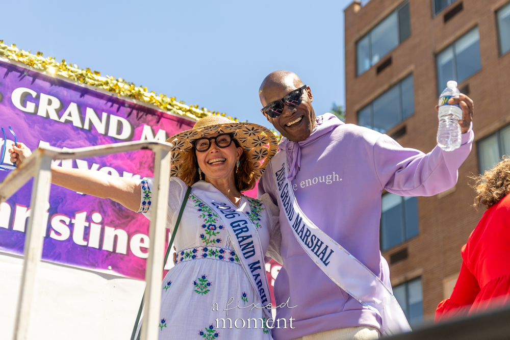 @jeff_newstylehustle and @cmmjowers on the grand marshals float during Dance Parade NYC 2026