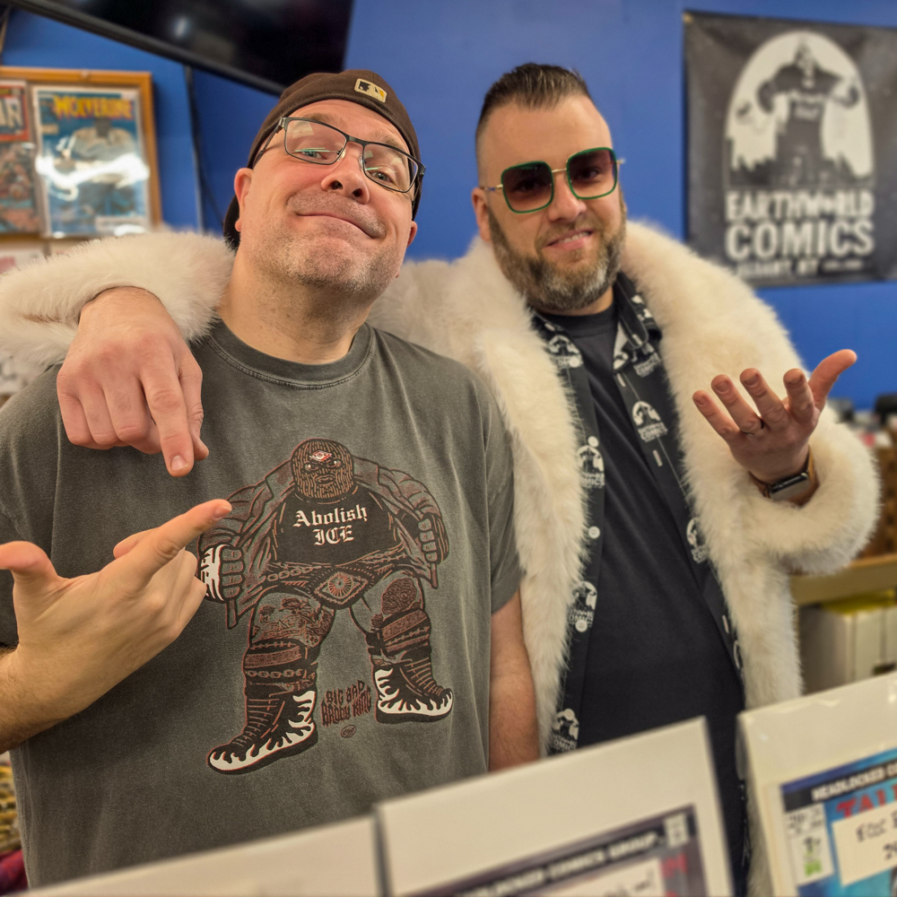 Michael Kingston of Headlocked Comic during Free Comic Book Day at Earthworld Comics in Albany, New York