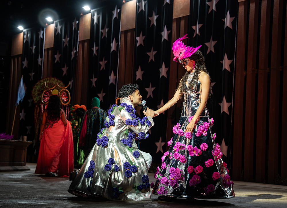 Masked dance scene with Ra’Mya Latiah Aikens as Juliet, Daniel Bravo Hernández as Romeo, Glenn Fleshler as Lord Capulet, LaChanze as Lady Capulet and Martin K. Lewis as Paris in The Public Theater’s Romeo and Juliet