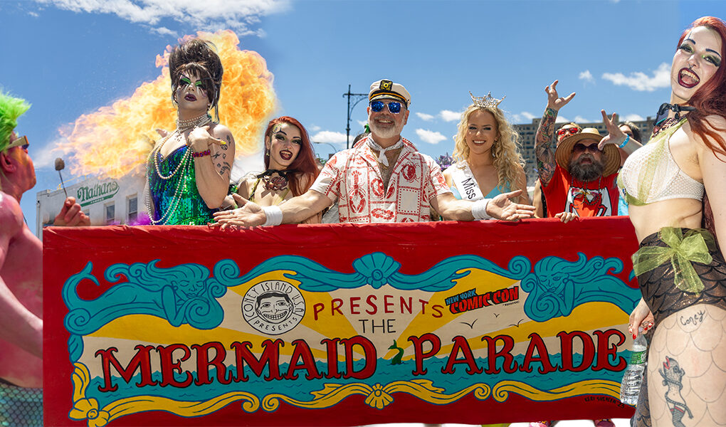 Coney Island’s Mermaid Parade Turns Surf Avenue Into a One of a Kind Sea of Spectacle Fire performer @kingtitanyc breathes fire outside Nathan’s Famous during the 44th Annual Mermaid Parade in Coney Island, Brooklyn.