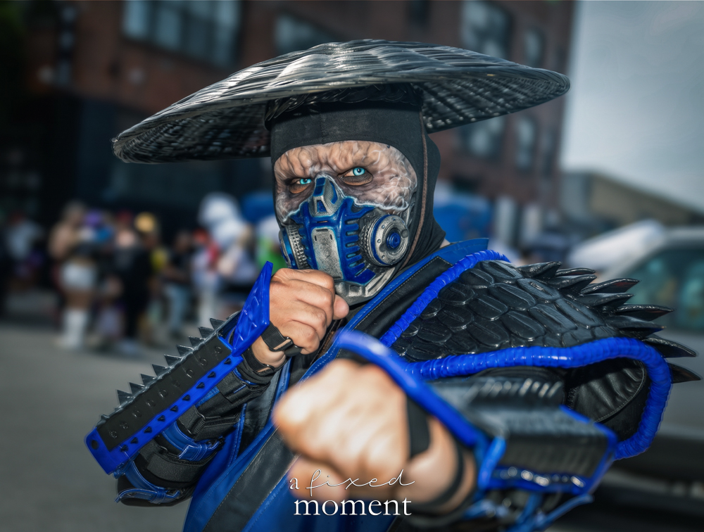 @a.r.creations in a Mortal Kombat-inspired warrior cosplay at Brooklyn Comic Con 2026