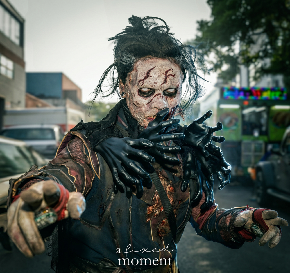 @zombonezie in a horror zombie cosplay at Brooklyn Comic Con 2026