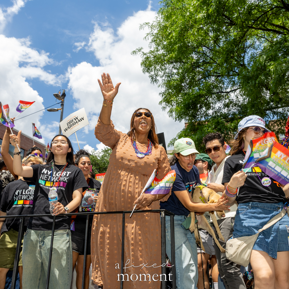 New York Attorney General Letitia James waves from an NY LGBT Network float during the New Queens Pride Parade.