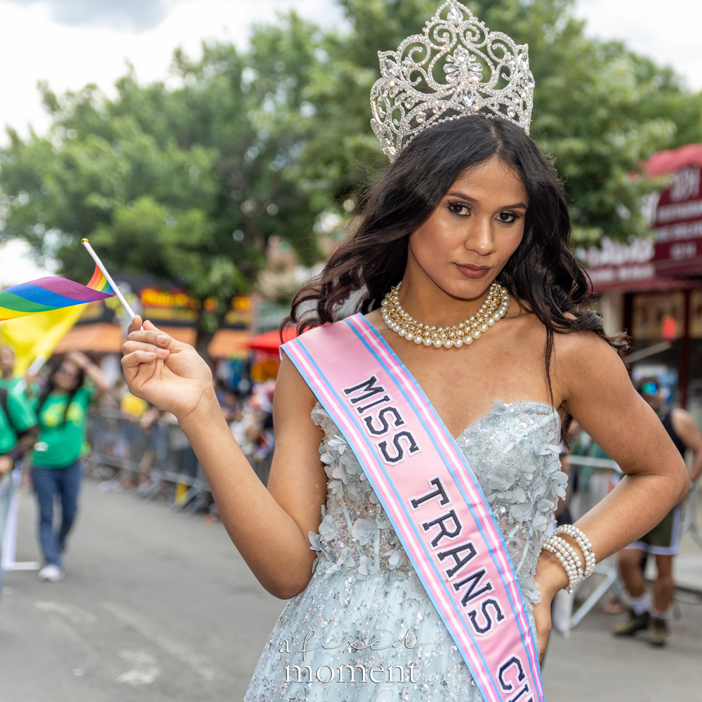 Crowned Miss Trans pageant participant at the New Queens Pride Parade.