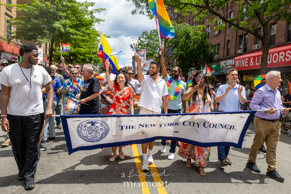 New York City Council banner at the New Queens Pride Parade.
