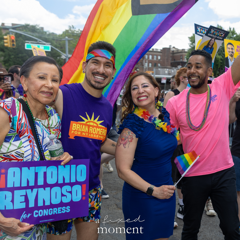 Nydia Velázquez, Brian Romero, Jessica González-Rojas and Antonio Reynoso at Queens Pride.