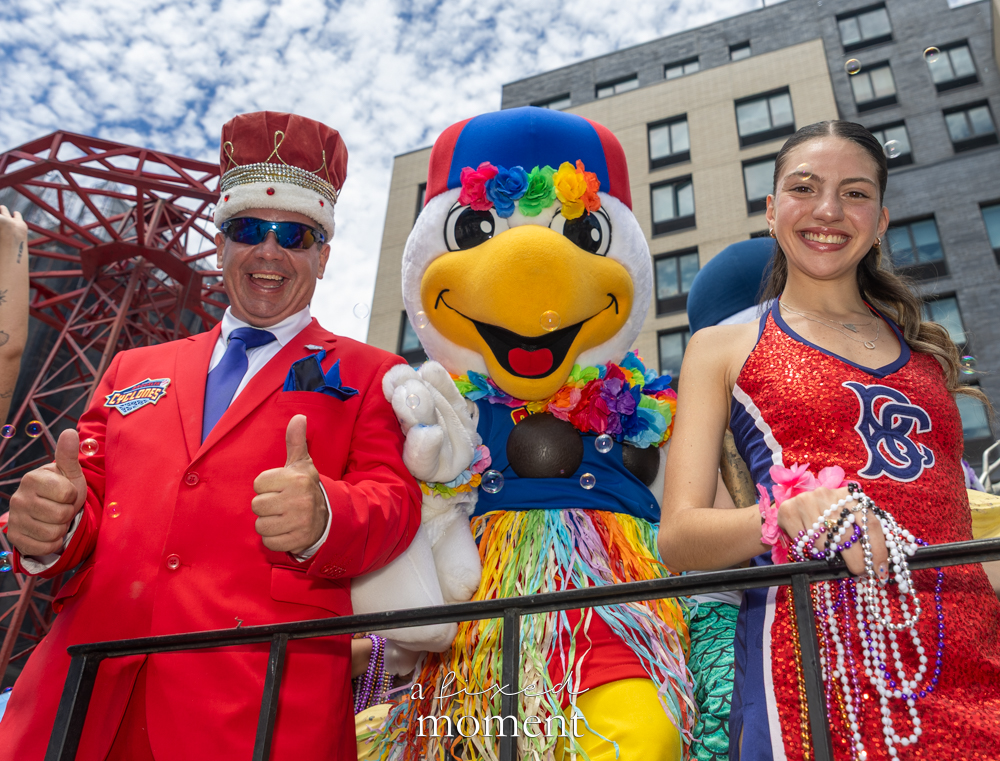 Brooklyn Cyclones mascot float during the Mermaid Parade in Coney Island.