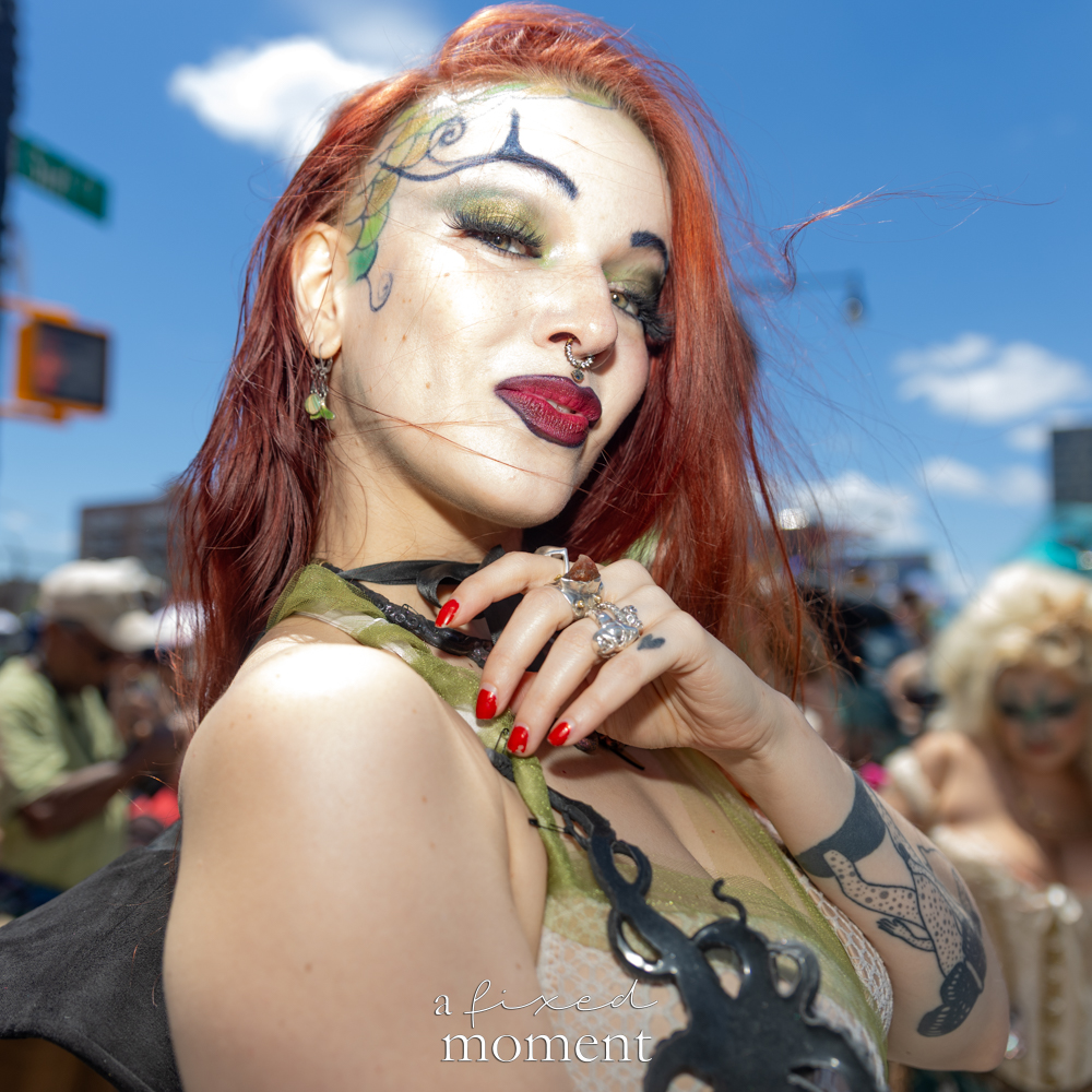 @obsidian_absurd close-up mermaid portrait at the Mermaid Parade.