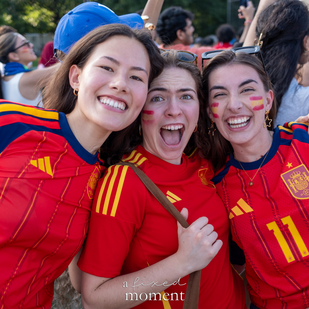 Portrait of a Spain supporter in national-team colors at Central Park