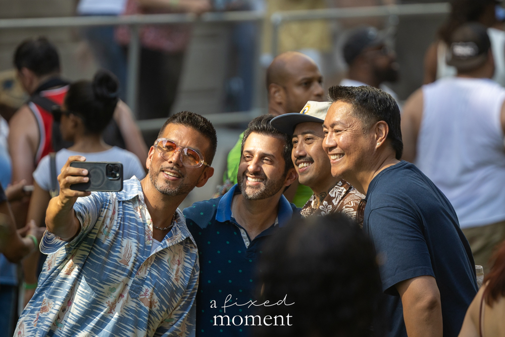Group selfie crowd moment at House of GOAL in Brooklyn