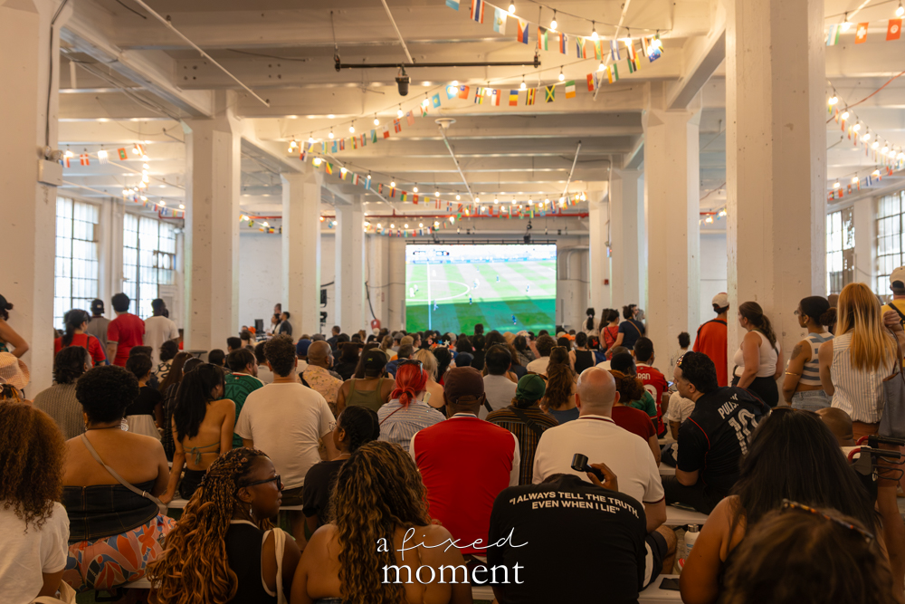 Fans watching a World Cup match inside House of GOAL at Industry City in Brooklyn