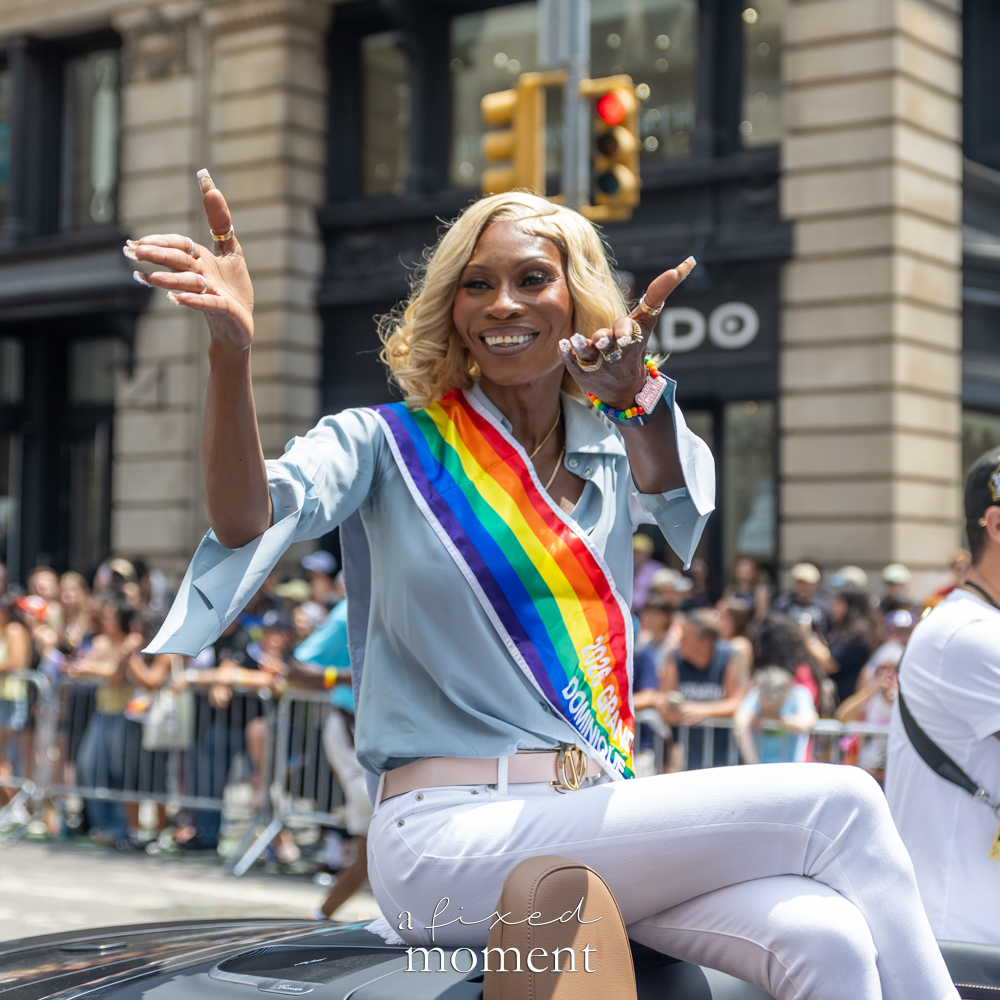 Dominique Jackson Grand Marshal riding in a car at NYC Pride March 2026