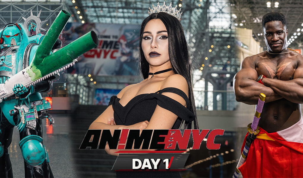 Anime NYC 2026 Day One feature image with cosplayers at the Jacob K. Javits Convention Center