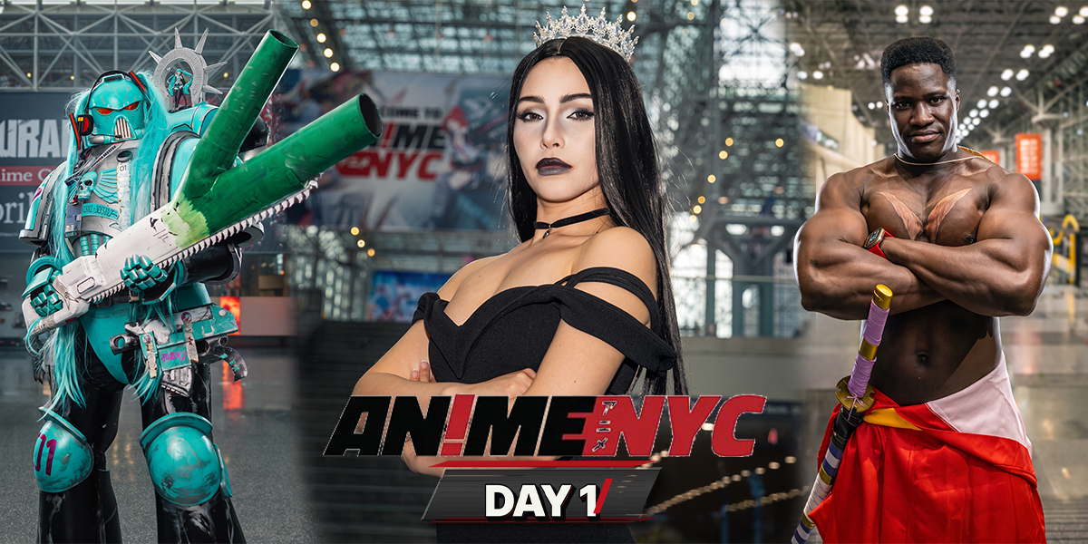 Anime NYC 2026 Day One feature image with cosplayers at the Jacob K. Javits Convention Center