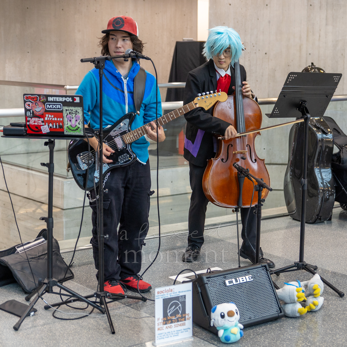 Musicians perform inside the Javits Center during Anime NYC 2026