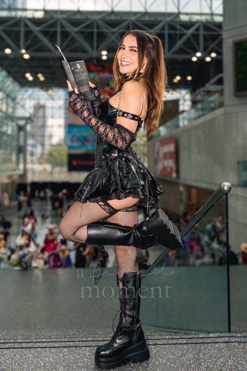 @racksonrays poses in Death Note cosplay during Anime NYC 2026