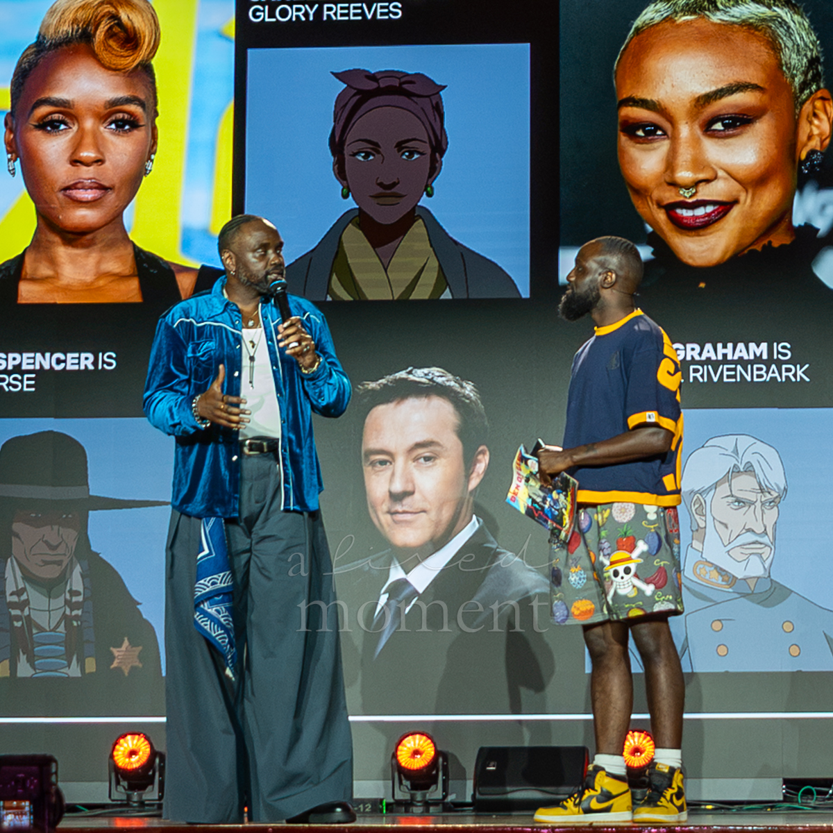 Brian Tyree Henry speaks during the Bass X Machina segment of Netflix's Anime NYC Main Stage showcase