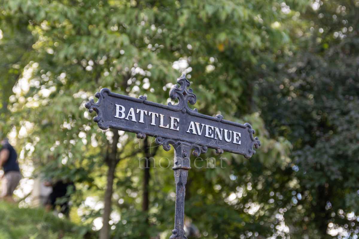Battle Avenue sign inside Green-Wood Cemetery during the Battle of Brooklyn 250 commemoration