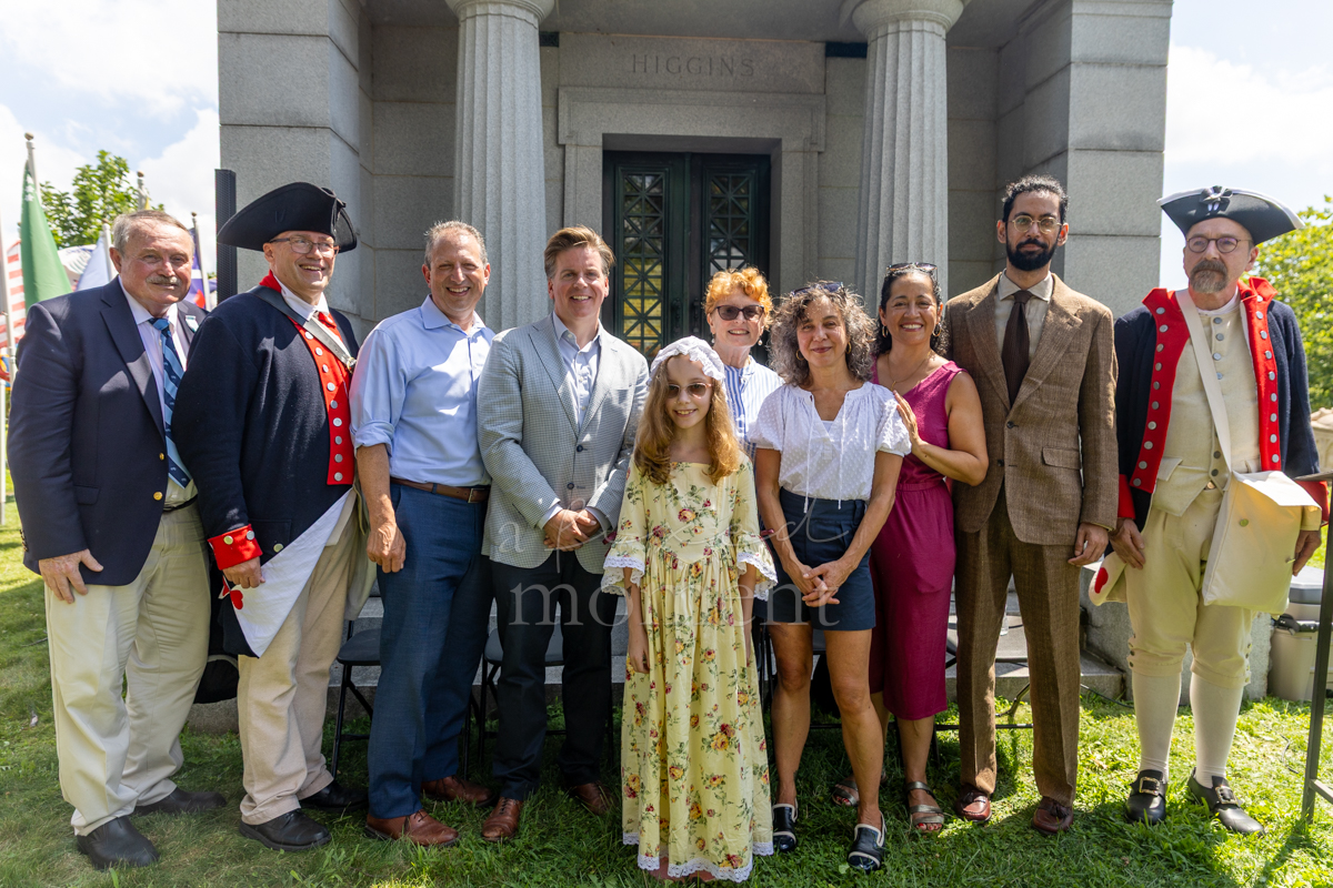 Participants gather for a closing group portrait after the Battle of Brooklyn 250 ceremony