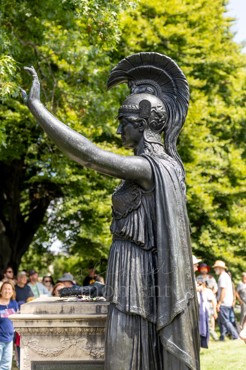 Minerva statue on Battle Hill at Green-Wood Cemetery