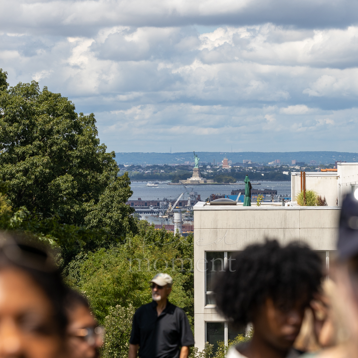 View from the Minerva monument at Battle Hill toward the Statue of Liberty