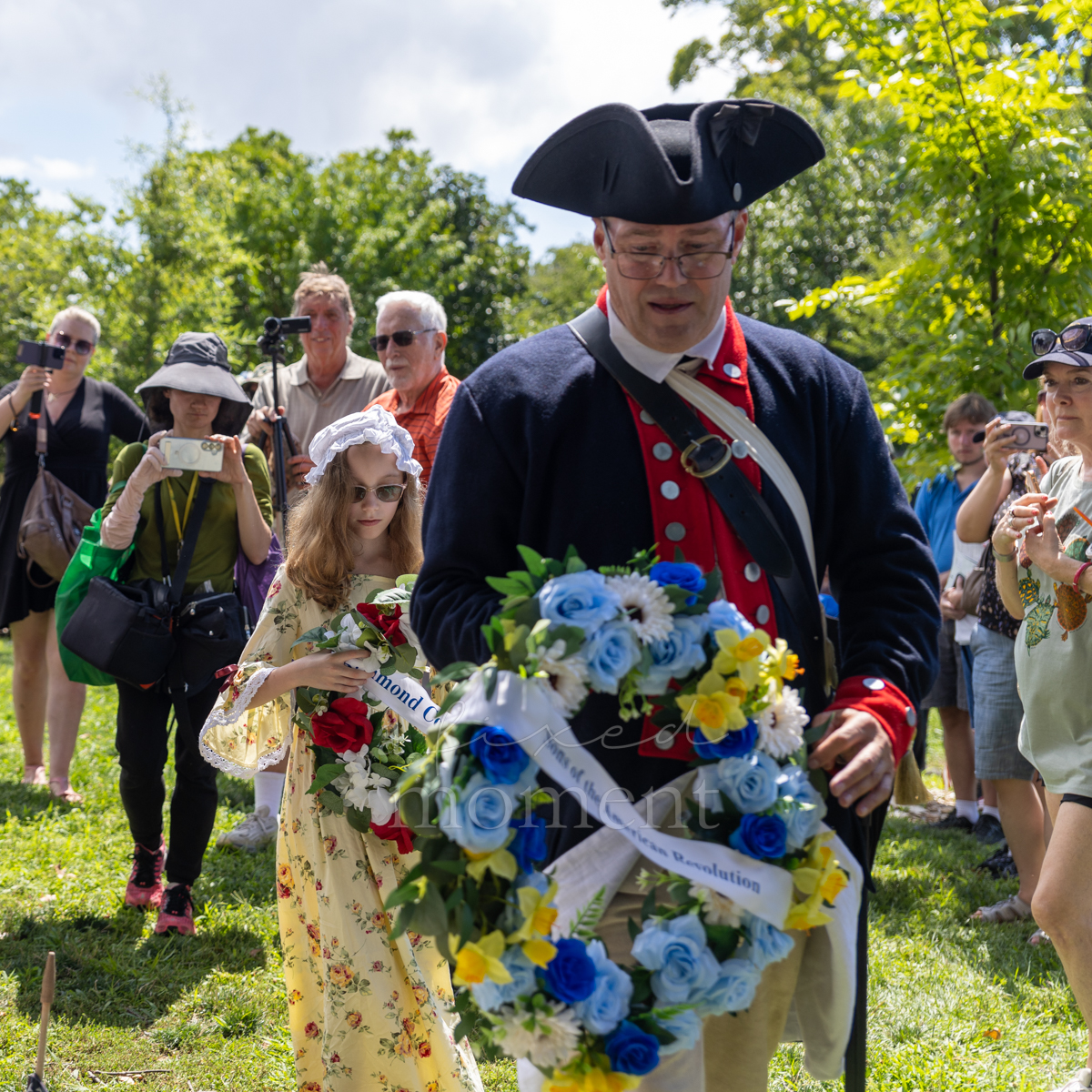 Wreath-laying procession during the Battle of Brooklyn 250 ceremony at Battle Hill