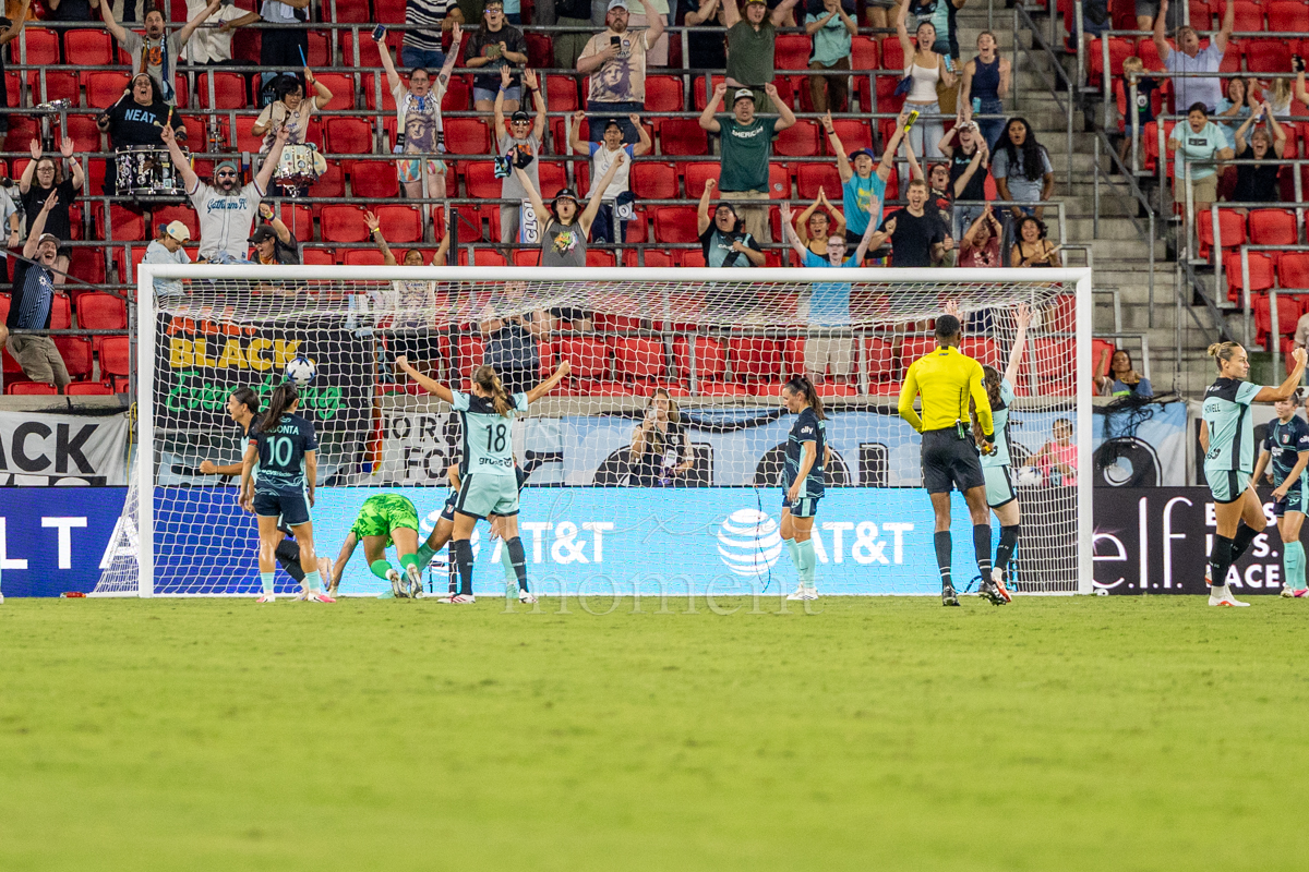 The ball reaches the net during Gotham FC's match against Kansas City Current at Sports Illustrated Stadium