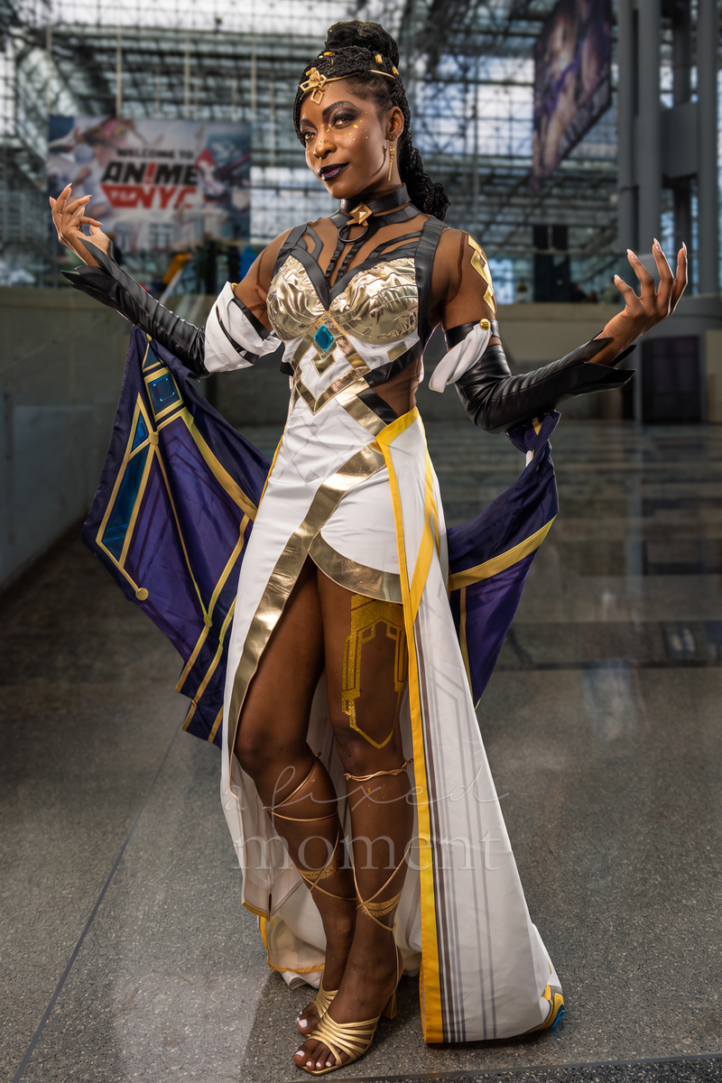 @jammin_jenee portrays Symmetra in the Devi skin from Overwatch at Anime NYC 2026 Day Two