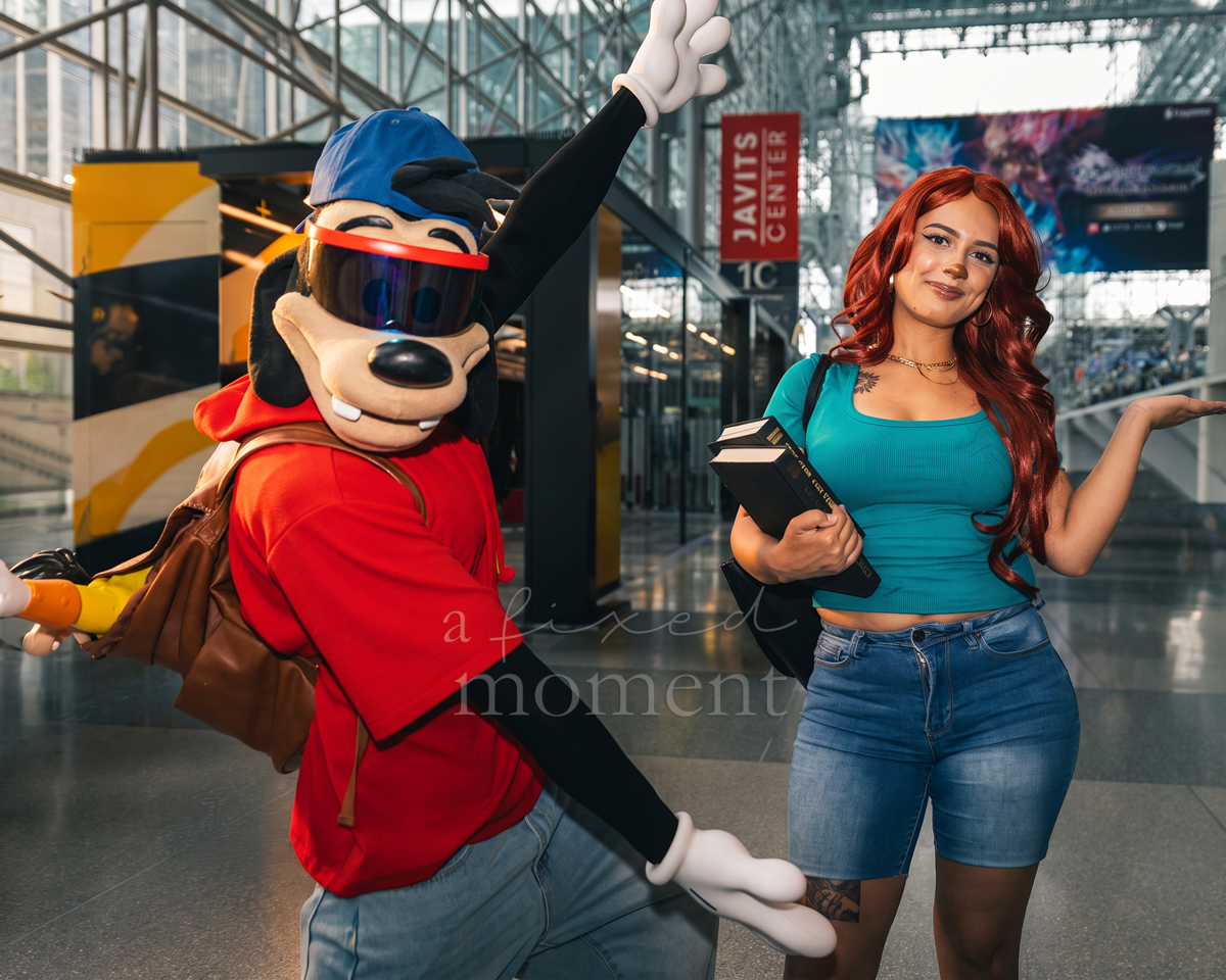 @only.davey and a fellow cosplayer as Max Goof and Roxanne at Anime NYC 2026 Day Two