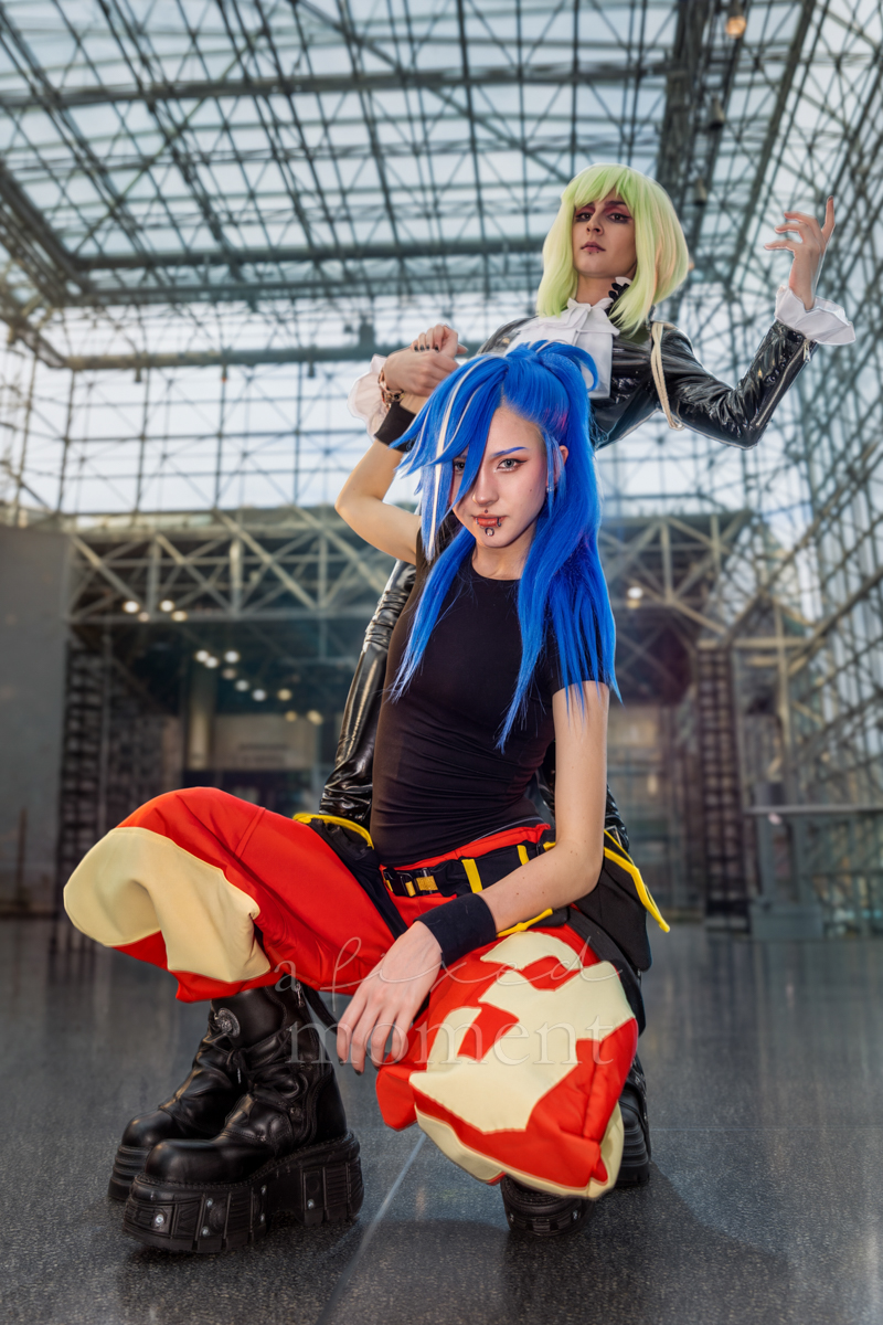 @alukahchiroptera and @callenreesecosplay as Galo and Lio from Promare at Anime NYC 2026 Day Two