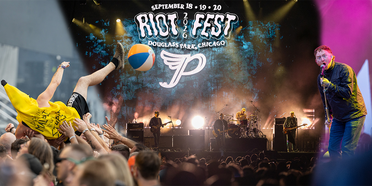 Riot Fest 2026 in Chicago featuring Alkaline Trio crowd surfing, Pixies and Twenty One Pilots performing at Douglass Park