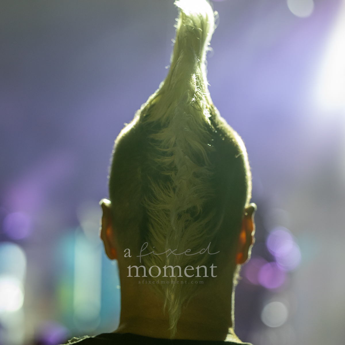 Riot Fest attendee with a tall green mohawk during the GWAR set