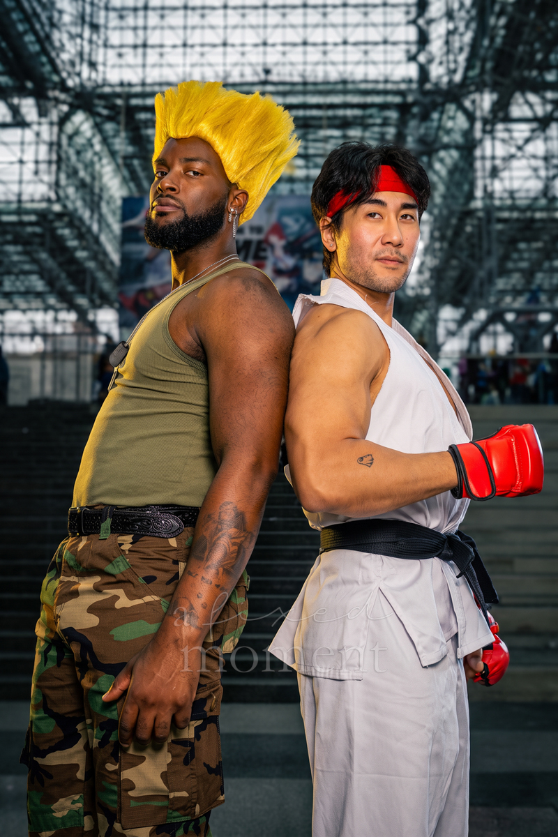 @justinsaiyann and @dimeeeach as Guile and Ryu from Street Fighter at Anime NYC 2026 Day Two