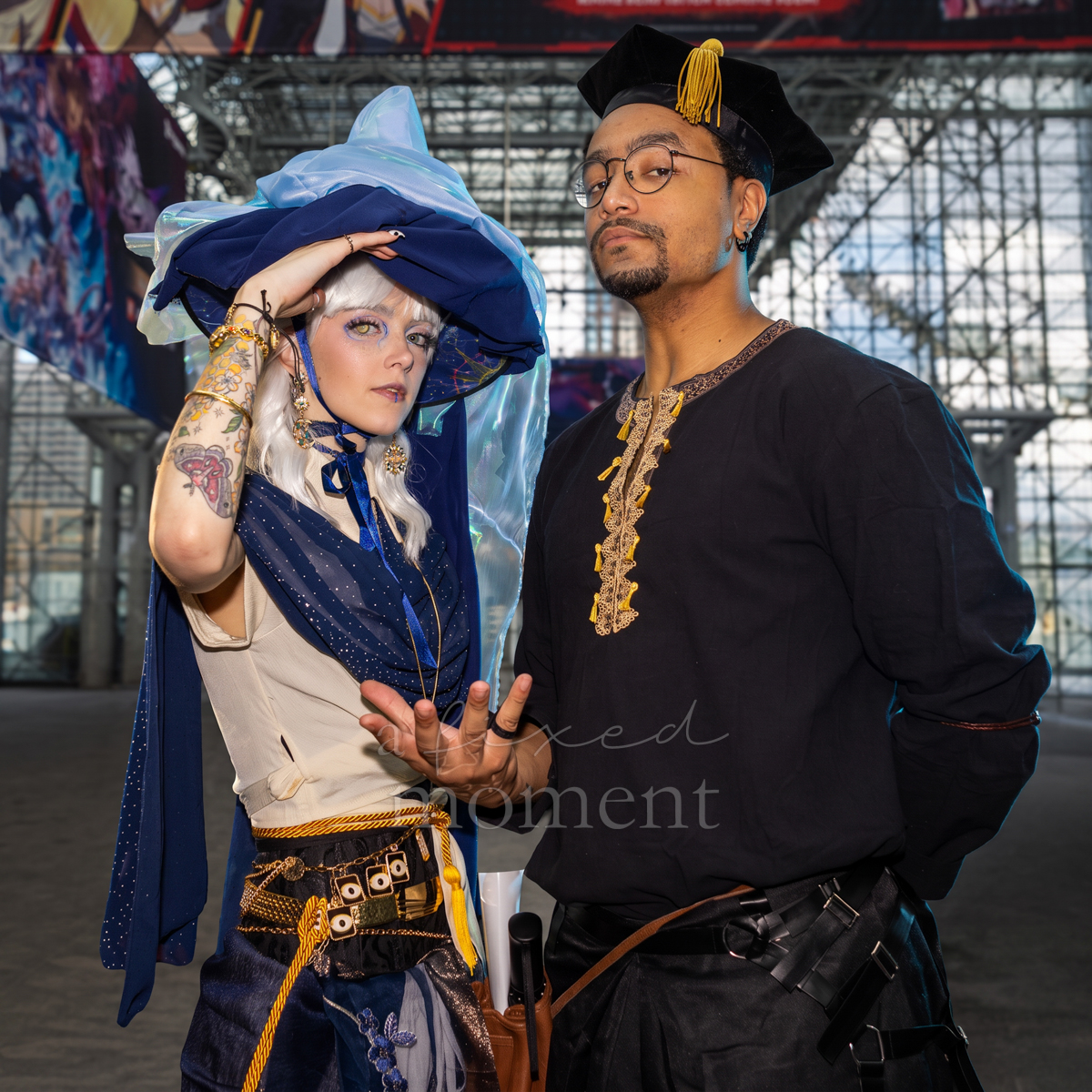 @wittymoon and a fellow cosplayer in fantasy-inspired attire at Anime NYC 2026 Day Two