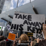 A protester holds up a bold, black-and-white sign reading "TAKE AWAY HIS KEYS" during the Picket Tesla protest outside the Tesla Showroom at 860 Washington Street, NYC, on March 1, 2025. The phrase is a reference to Elon Musk, likely criticizing his influence over Tesla, X (formerly Twitter), and other industries. Surrounding the main sign, other demonstrators hold placards, including one that says "DUMP TESLA" and another partially visible sign referencing swastikas, implying a political stance against Musk’s actions or associations.
The background shows the Tesla showroom’s glass facade, reflecting the urban environment and high-rise buildings. Protesters raise their signs in a collective display of dissent, highlighting concerns about corporate control, billionaires' influence, and democratic integrity.
This protest was organized by Rise and Resist NYC (@riseandresistnyc) and included participation from groups such as the Resistance Revival Chorus (@resistancerevivalchorus).